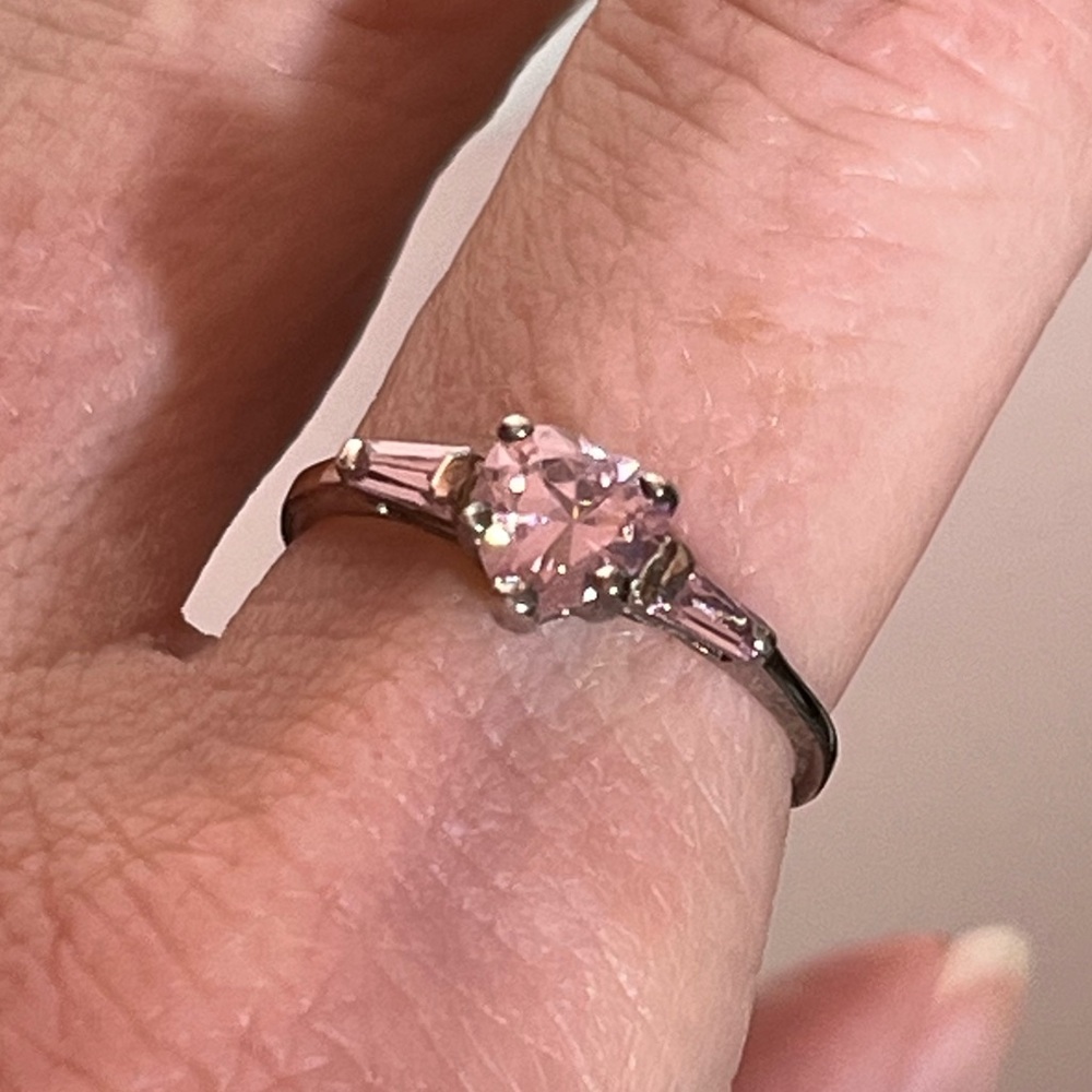 Vintage Pale Pink Heart Sterling silver coquette girl dainty Ring - Picture 8 of 14